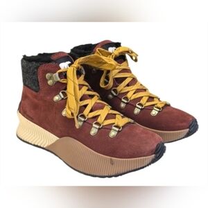 SIZE. 11.WOMEN'S.  Sorel Burgundy and Mustard High-Top Boots